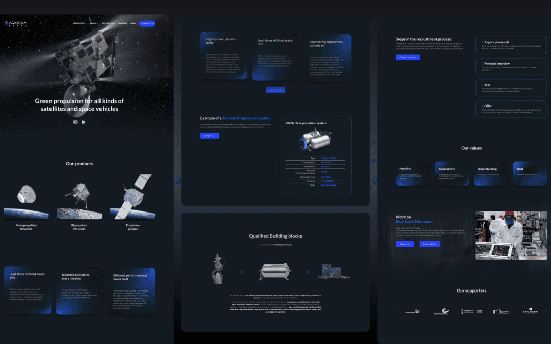 Arkadia Space — Web para una empresa de propulsión espacial